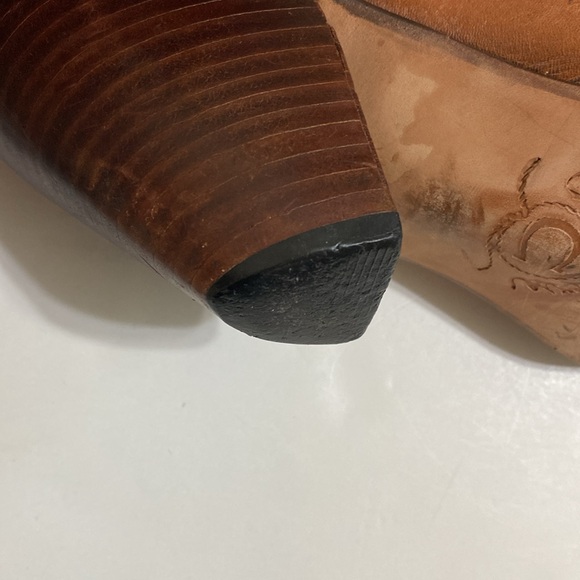 Lucchese Charlie 1 Horse Western Heeled Mules Pecan Brown Leather Size 8 - Picture 10 of 14